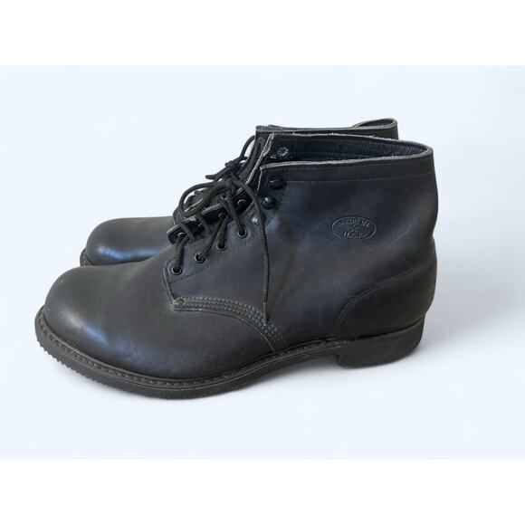 Men's Black Carolina Leather Boots Steel Toe Made in USA Red Bird 12 EEEE - Picture 3 of 10